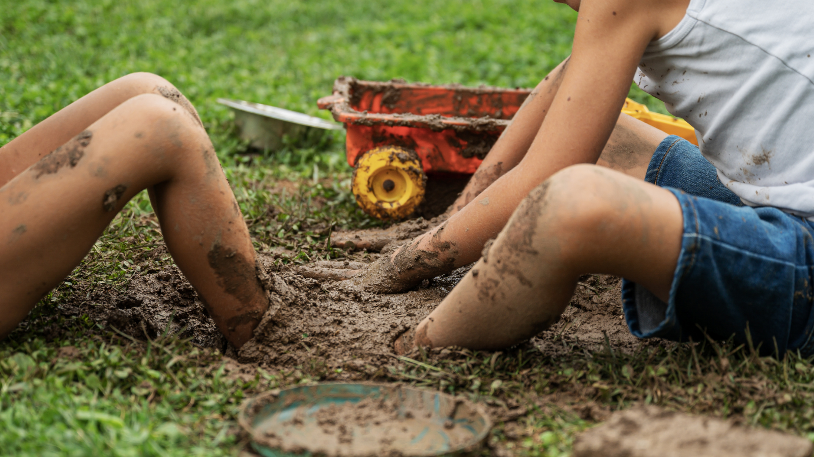 Children playing in the mud