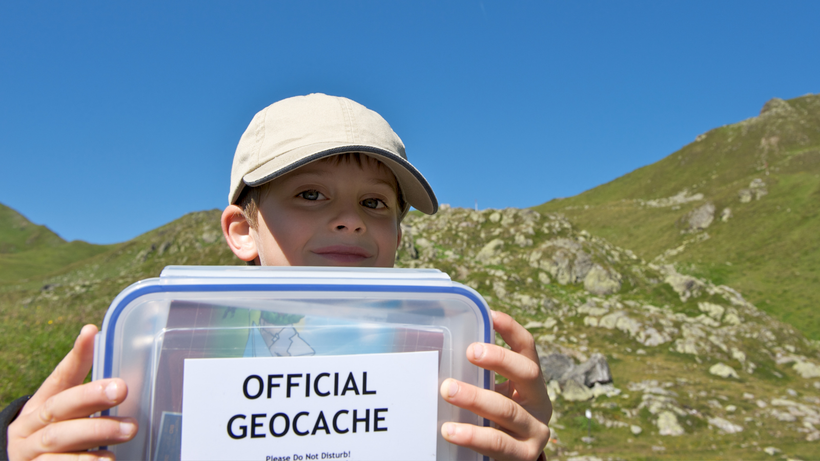 Kid finds the official cache!